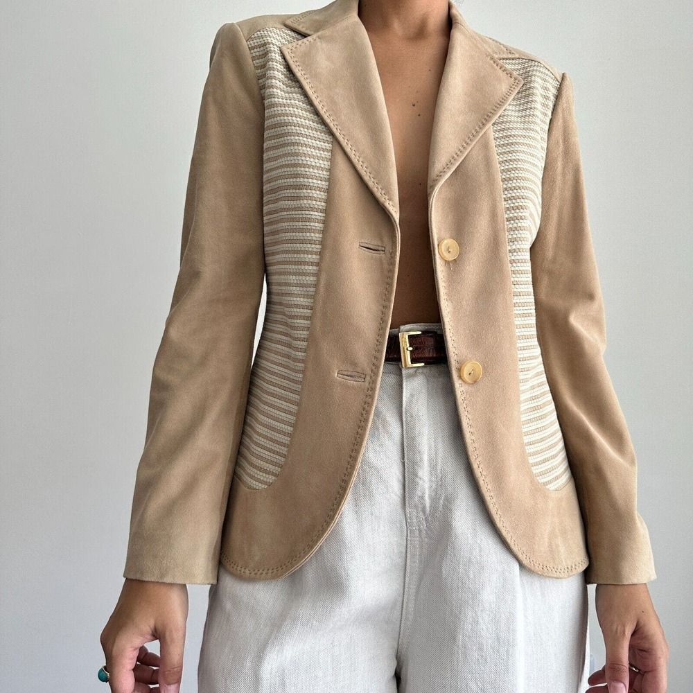 Agnona Blazer 100% leather suede blazer jacket
